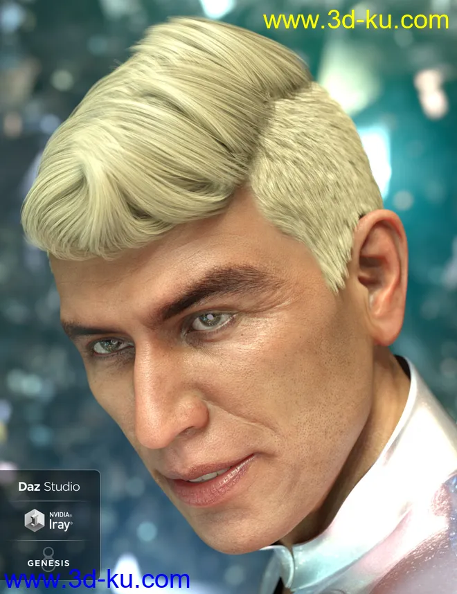 Wave Hair for Genesis 8 and Genesis 3 Male(s)模型的图片5