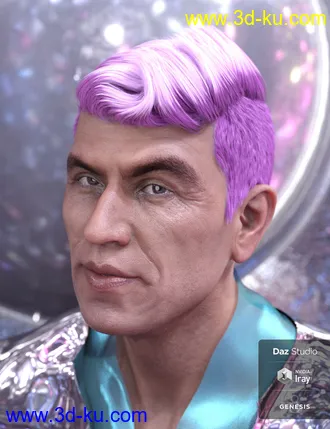 3D打印模型Wave Hair for Genesis 8 and Genesis 3 Male(s)的图片