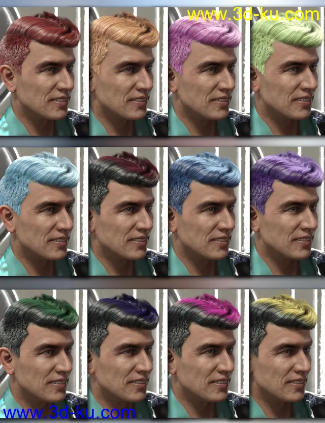 Wave Hair for Genesis 8 and Genesis 3 Male(s)模型的图片12