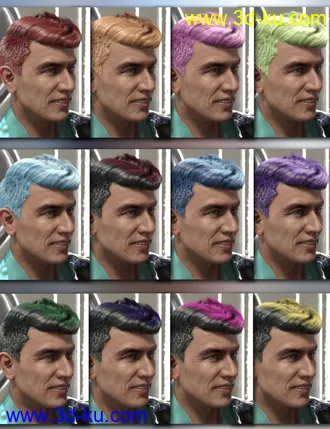 3D打印模型Wave Hair for Genesis 8 and Genesis 3 Male(s)的图片