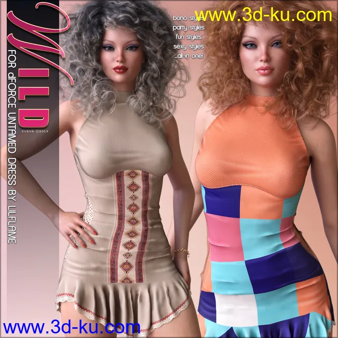 Wild for dForce Untamed Dress G8F模型的图片1