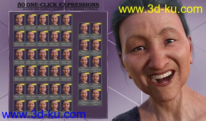 Wisdom - Expressions for Genesis 8 Female and Mrs Chow 8模型的图片6