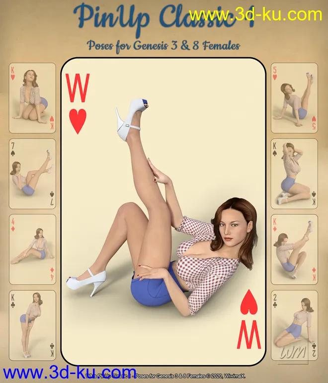 WMs PinUp Classic 1 - Poses for Genesis 3 and 8 Females模型的图片1