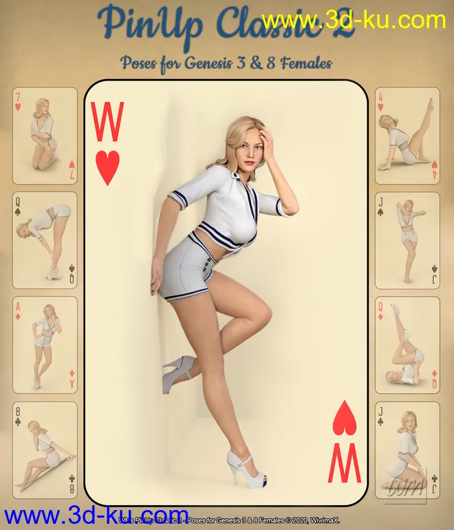 WMs PinUp Classic 2 - Poses for Genesis 3 and 8 Females模型的图片1