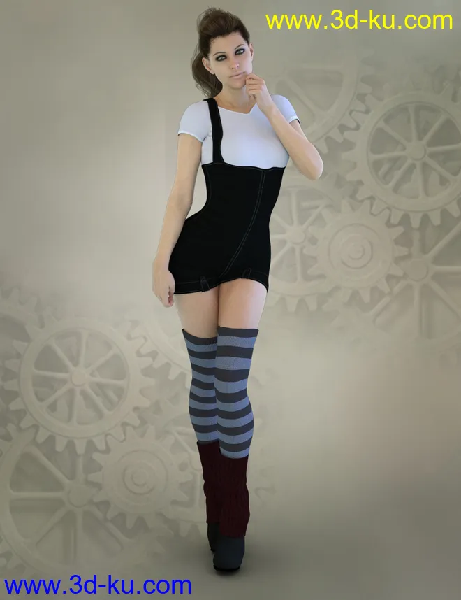 X-Fashion Overall Outfit for Genesis 8 Female(s)模型的图片2