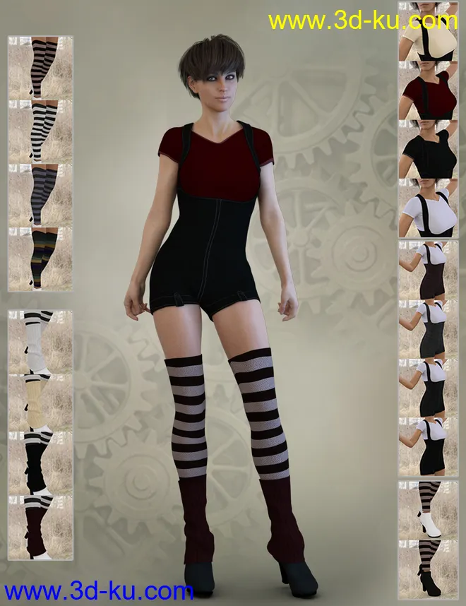 X-Fashion Overall Outfit for Genesis 8 Female(s)模型的图片4