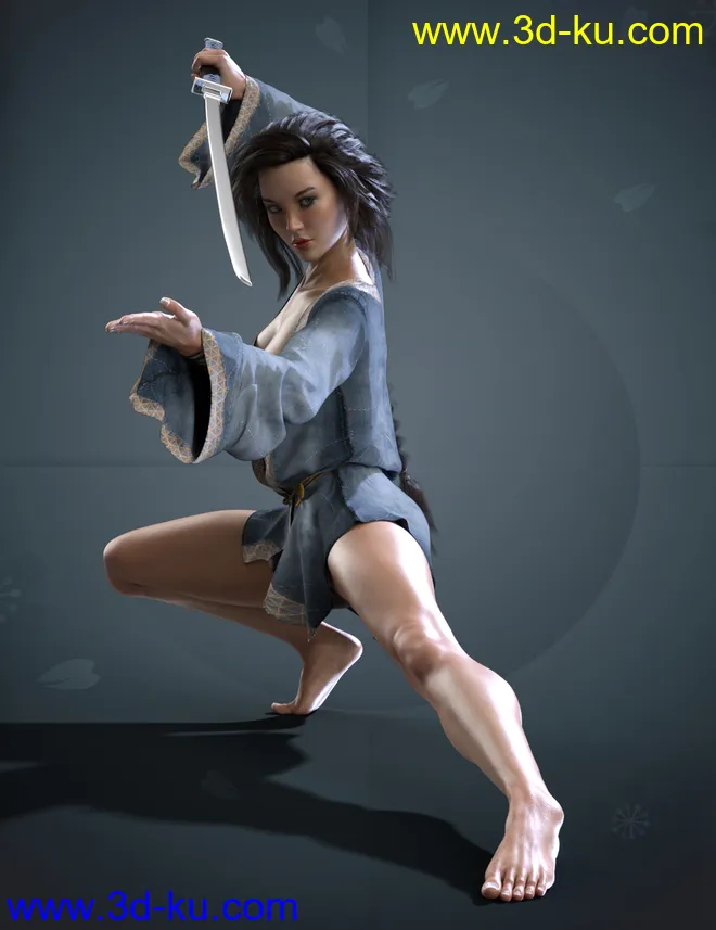 X-Fashion Warrior Kimono for Genesis 8 Female(s)模型的图片1