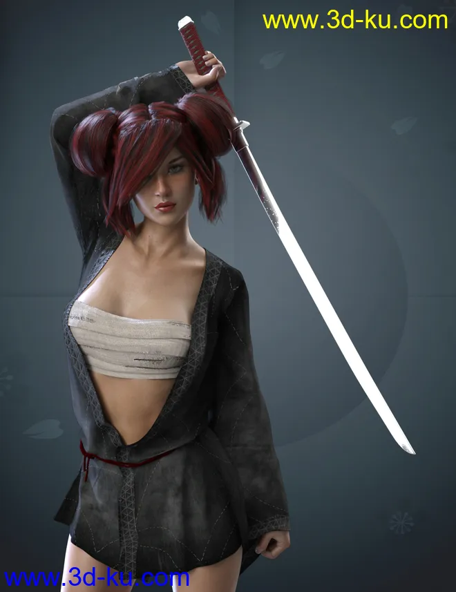 X-Fashion Warrior Kimono for Genesis 8 Female(s)模型的图片2