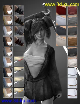 3D打印模型X-Fashion Warrior Kimono for Genesis 8 Female(s)的图片