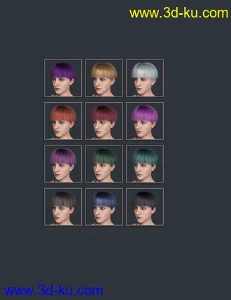 3D打印模型Ying Hair for Genesis 8 Female(s)的图片