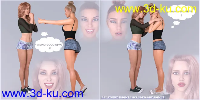 Z Actions and Reactions Poses and Bonus Expressions for Genesis 3 and 8模型的图片3