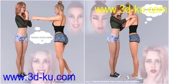 3D打印模型Z Actions and Reactions Poses and Bonus Expressions for Genesis 3 and 8的图片