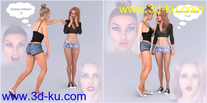 Z Actions and Reactions Poses and Bonus Expressions for Genesis 3 and 8模型的图片4