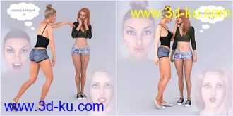 3D打印模型Z Actions and Reactions Poses and Bonus Expressions for Genesis 3 and 8的图片