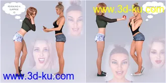 3D打印模型Z Actions and Reactions Poses and Bonus Expressions for Genesis 3 and 8的图片