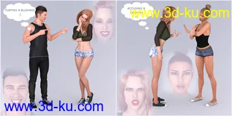 3D打印模型Z Actions and Reactions Poses and Bonus Expressions for Genesis 3 and 8的图片