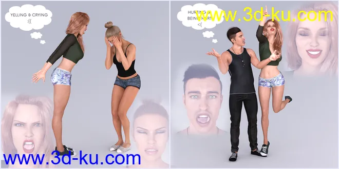 Z Actions and Reactions Poses and Bonus Expressions for Genesis 3 and 8模型的图片7