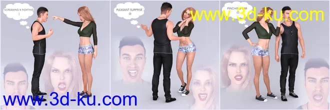 Z Actions and Reactions Poses and Bonus Expressions for Genesis 3 and 8模型的图片9