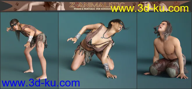 Z Animalistic Poses and Partials for Genesis 3 and 8模型的图片7