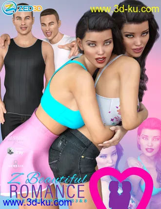 3D打印模型Z Beautiful Romance Couple Poses for Genesis 3 and 8的图片