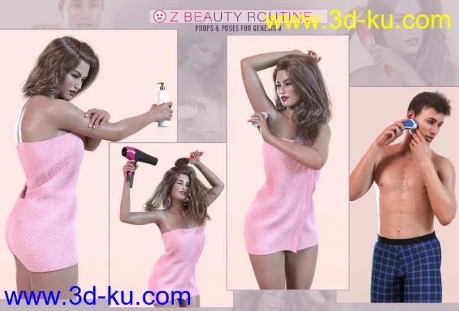 Z Beauty Routine Props and Poses for Genesis 8模型的图片5