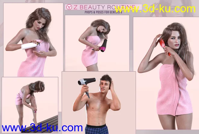 Z Beauty Routine Props and Poses for Genesis 8模型的图片10