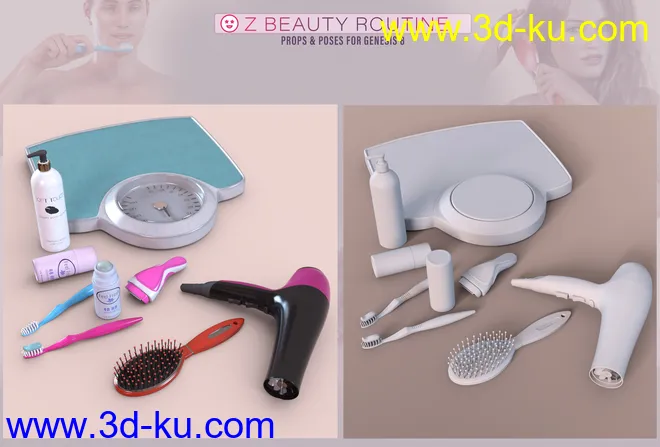 Z Beauty Routine Props and Poses for Genesis 8模型的图片11