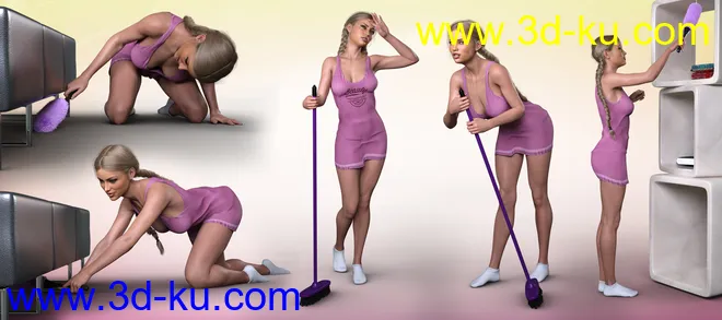 Z Cleaning Props and Poses for Genesis 3 and 8 Female模型的图片4