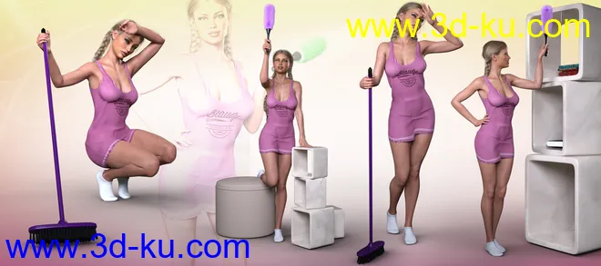 Z Cleaning Props and Poses for Genesis 3 and 8 Female模型的图片6