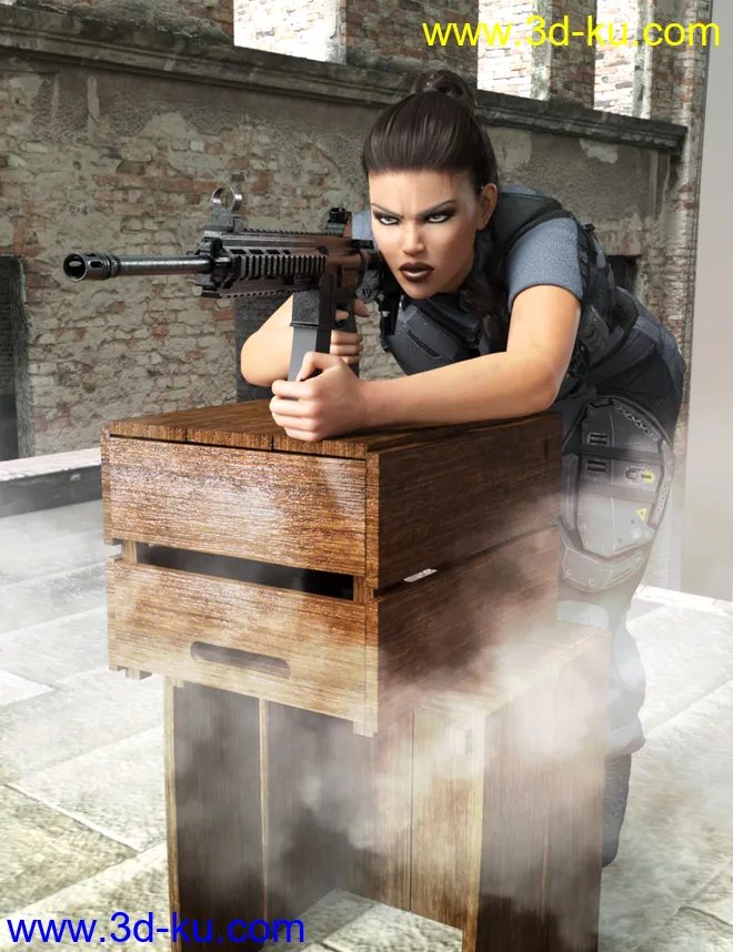 Z Combat Rifles and Poses for Genesis 3 and 8模型的图片2