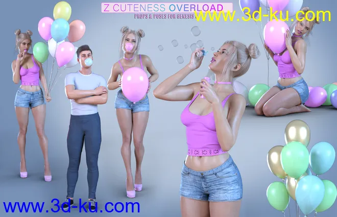 Z Cuteness Overload Props and Poses for Genesis 8模型的图片6