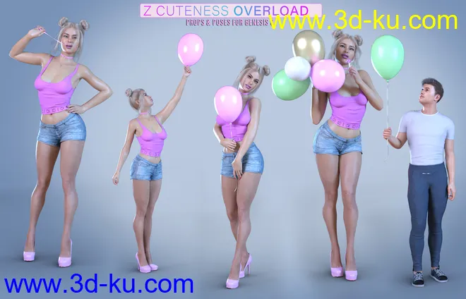 Z Cuteness Overload Props and Poses for Genesis 8模型的图片9
