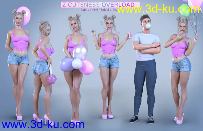 Z Cuteness Overload Props and Poses for Genesis 8模型的图片10