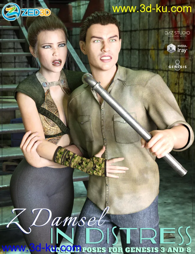 Z Damsel in Distress Couple Poses for Genesis 3 and 8模型的图片1