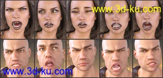 3D打印模型Z Faces Of Battle - Dialable and One-Click Expressions for Genesis 3 and 8的图片