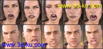 3D打印模型Z Faces Of Battle - Dialable and One-Click Expressions for Genesis 3 and 8的图片