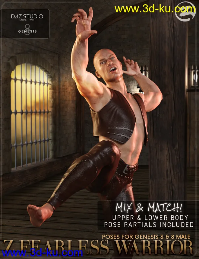 Z Fearless Warrior - Poses and Partials for Genesis 3 & 8 Male模型的图片1
