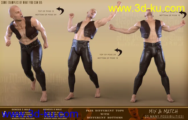 Z Fearless Warrior - Poses and Partials for Genesis 3 & 8 Male模型的图片3