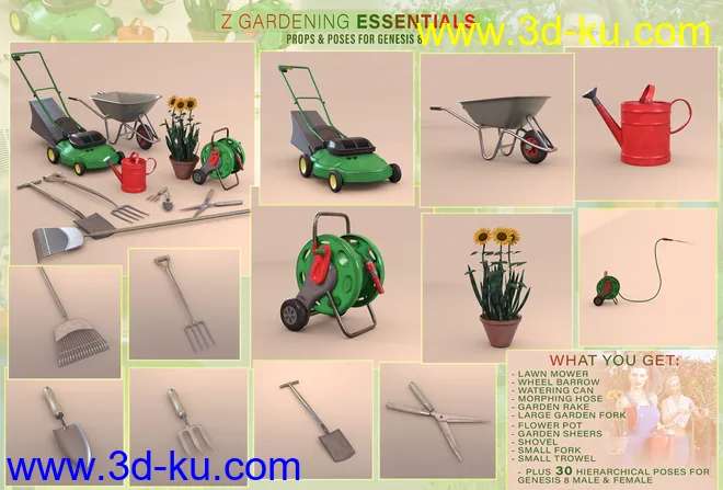 Z Gardening Essentials Props and Poses for Genesis 8模型的图片3