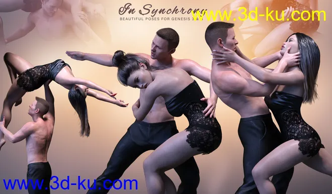 Z In Synchrony - Romantic Couple Poses for Genesis 3 and 8模型的图片5