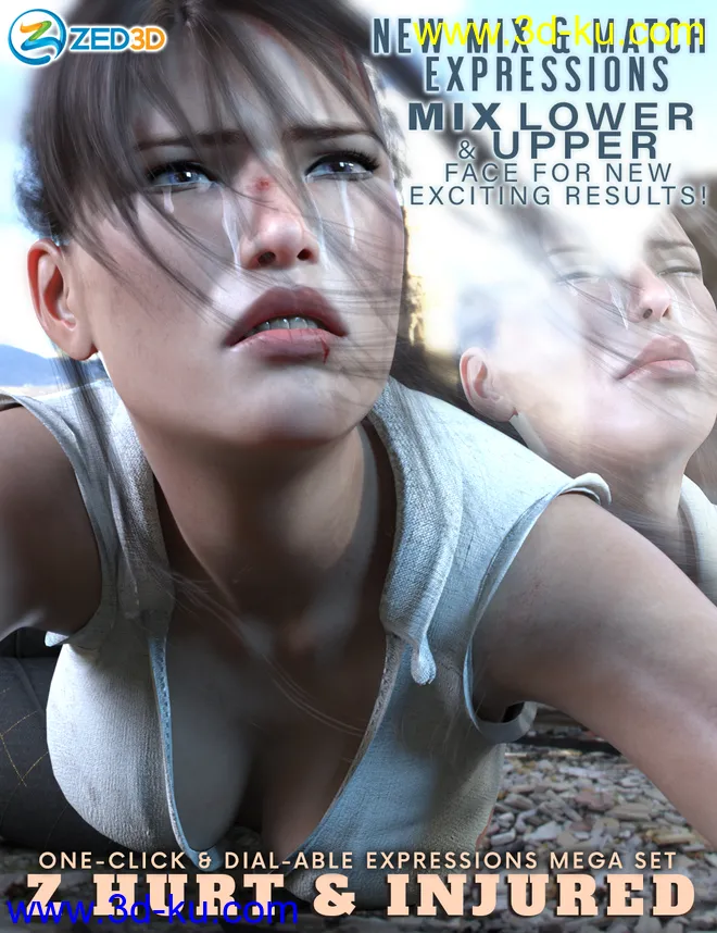 Z Mix and Match Hurt and Injured Expressions for Genesis 8模型的图片1
