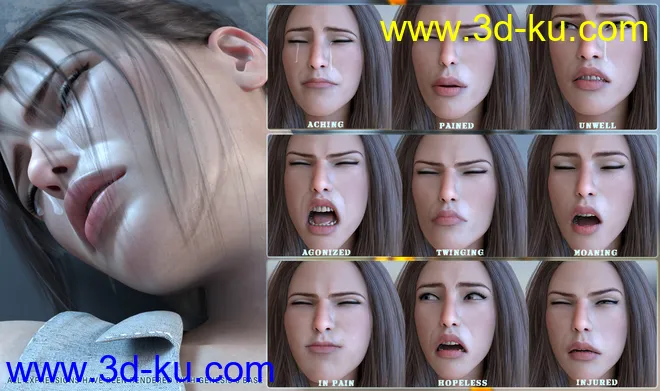 Z Mix and Match Hurt and Injured Expressions for Genesis 8模型的图片4