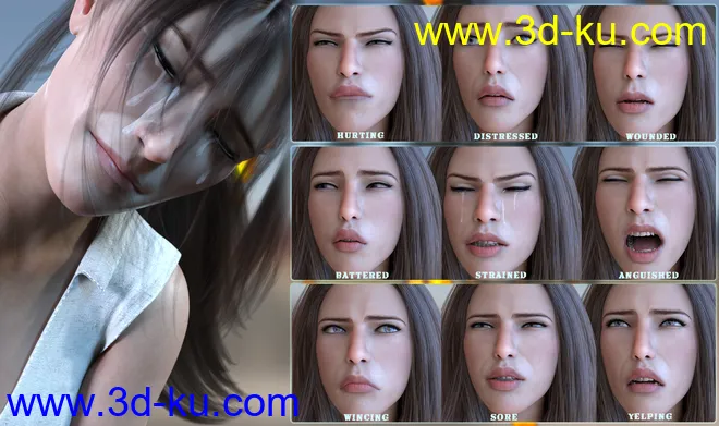Z Mix and Match Hurt and Injured Expressions for Genesis 8模型的图片5