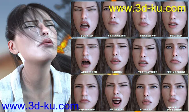 Z Mix and Match Hurt and Injured Expressions for Genesis 8模型的图片6