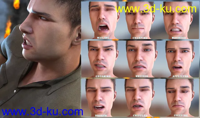Z Mix and Match Hurt and Injured Expressions for Genesis 8模型的图片7