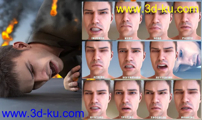 Z Mix and Match Hurt and Injured Expressions for Genesis 8模型的图片8