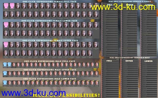 Z Mix and Match Hurt and Injured Expressions for Genesis 8模型的图片9