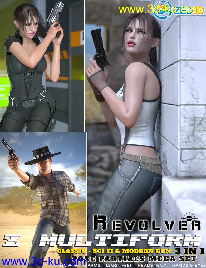 Z Multiform Revolver and Poses for Genesis 8模型的图片1