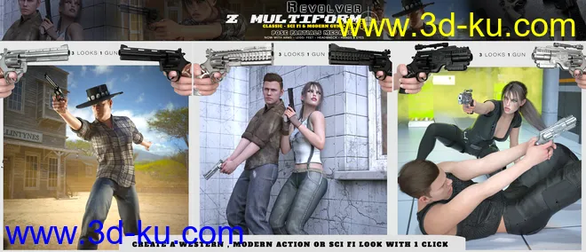 Z Multiform Revolver and Poses for Genesis 8模型的图片3