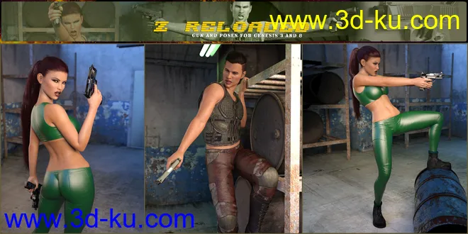 Z Reloaded Gun and Poses for Genesis 3 and 8模型的图片5